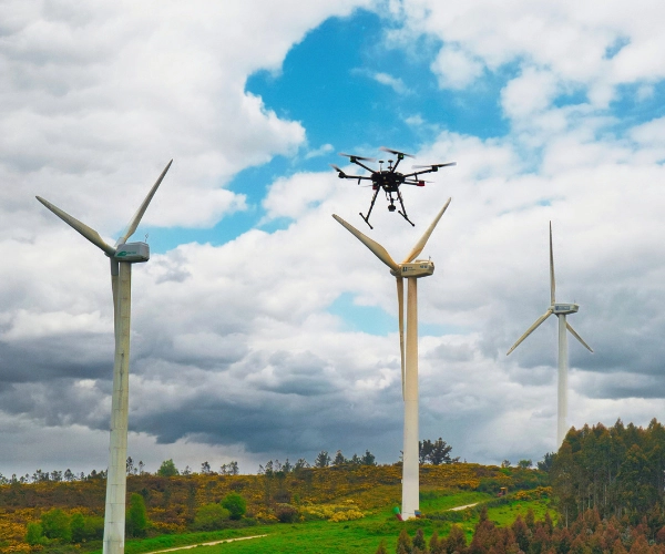 dron matrice 600 y aerogeneradores